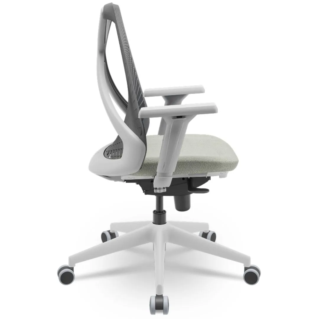 Cadeira Ergonômica BIX X+ Grey - Syncron + Base Itália + Tela Cinza - Assento Cinza Claro