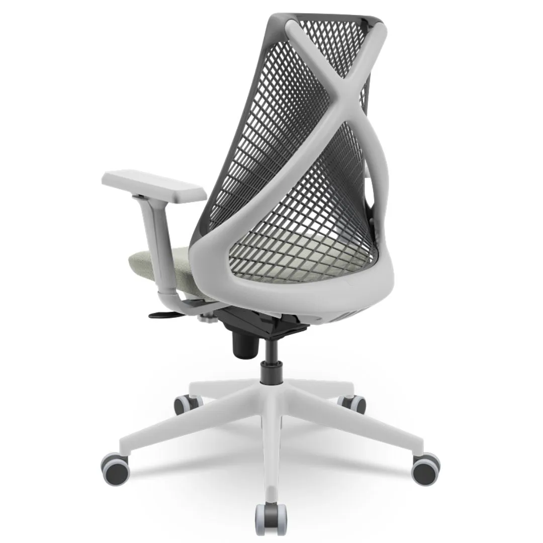 Cadeira Ergonômica BIX X+ Grey - Syncron + Base Itália + Tela Cinza - Assento Cinza Claro