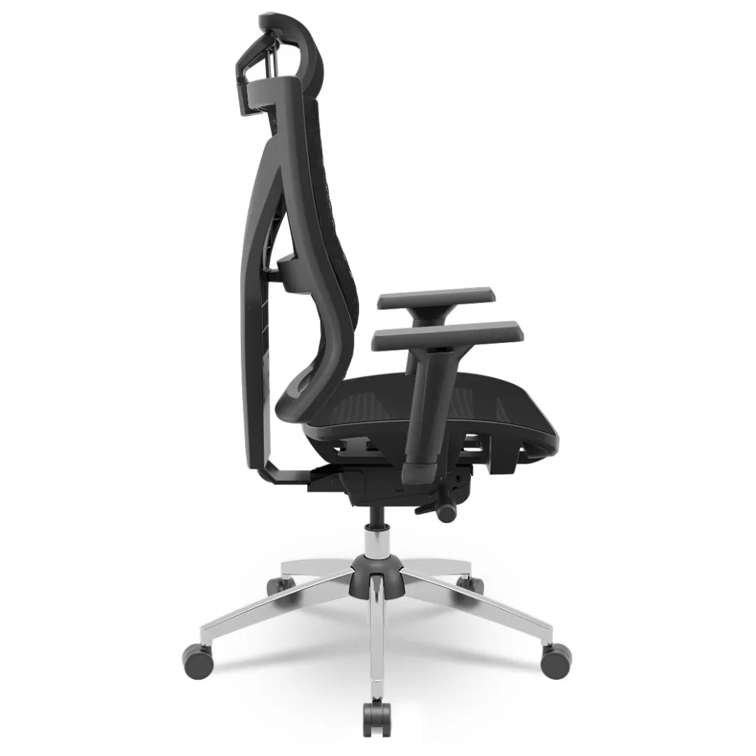 Cadeira Darix X+ Presidente - Assento Tela - Base CROMADA - Autocompensador - Preta