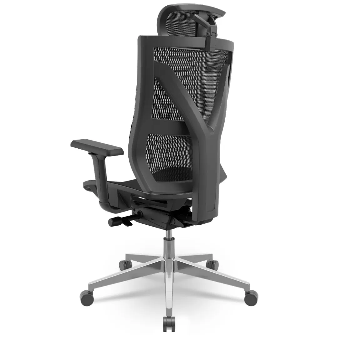 Cadeira Darix X+ Presidente - Assento Tela - Base ALUMÍNIO - Autocompensador - Preta plaxmetal