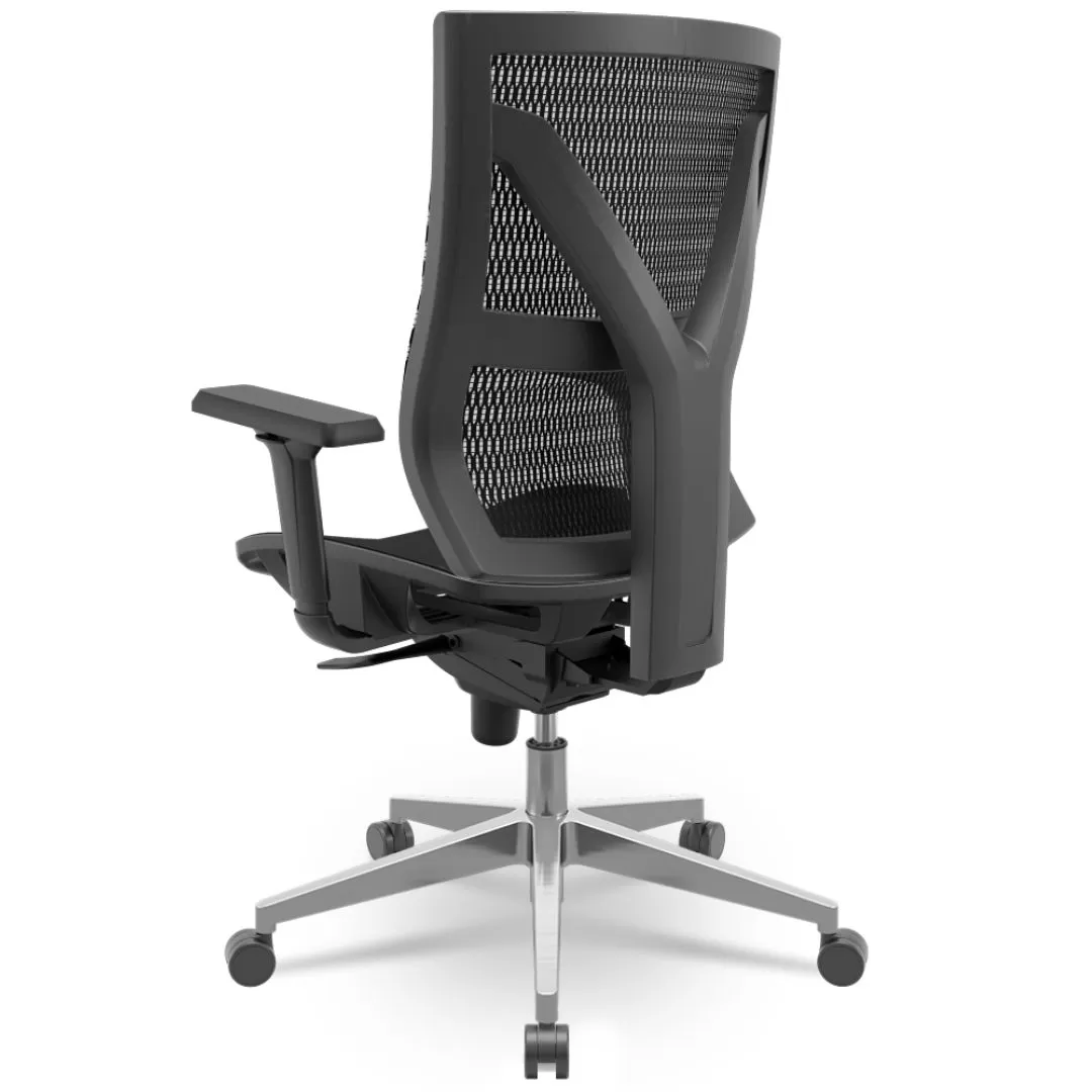 Cadeira Darix X+ Presidente - Assento Tela - Base ALUMÍNIO - Syncron - Preta plaxmetal