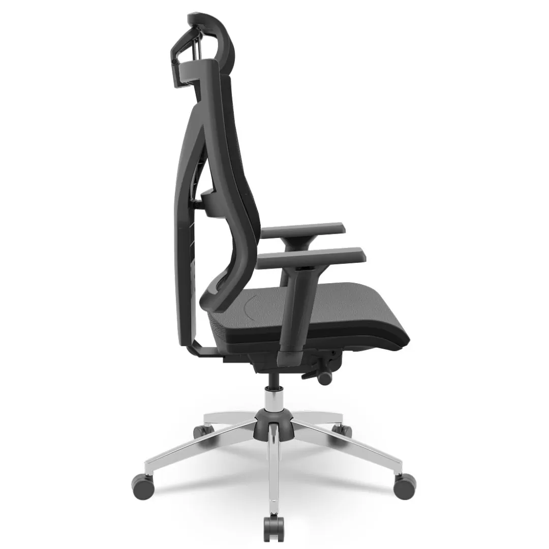 Cadeira Darix X+ Presidente - Assento Estofado - Base CROMADA - Autocompensador - Preta
