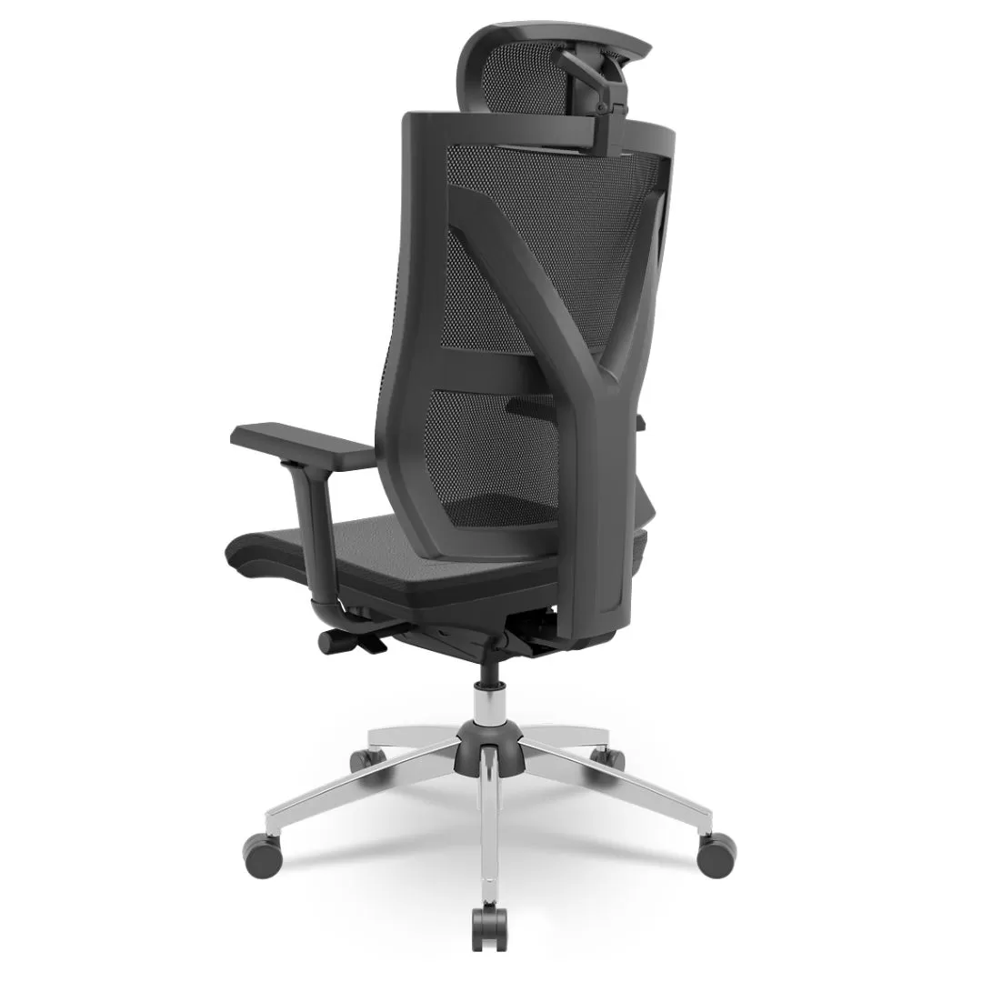 Cadeira Darix X+ Presidente - Assento Estofado - Base CROMADA - Autocompensador - Preta