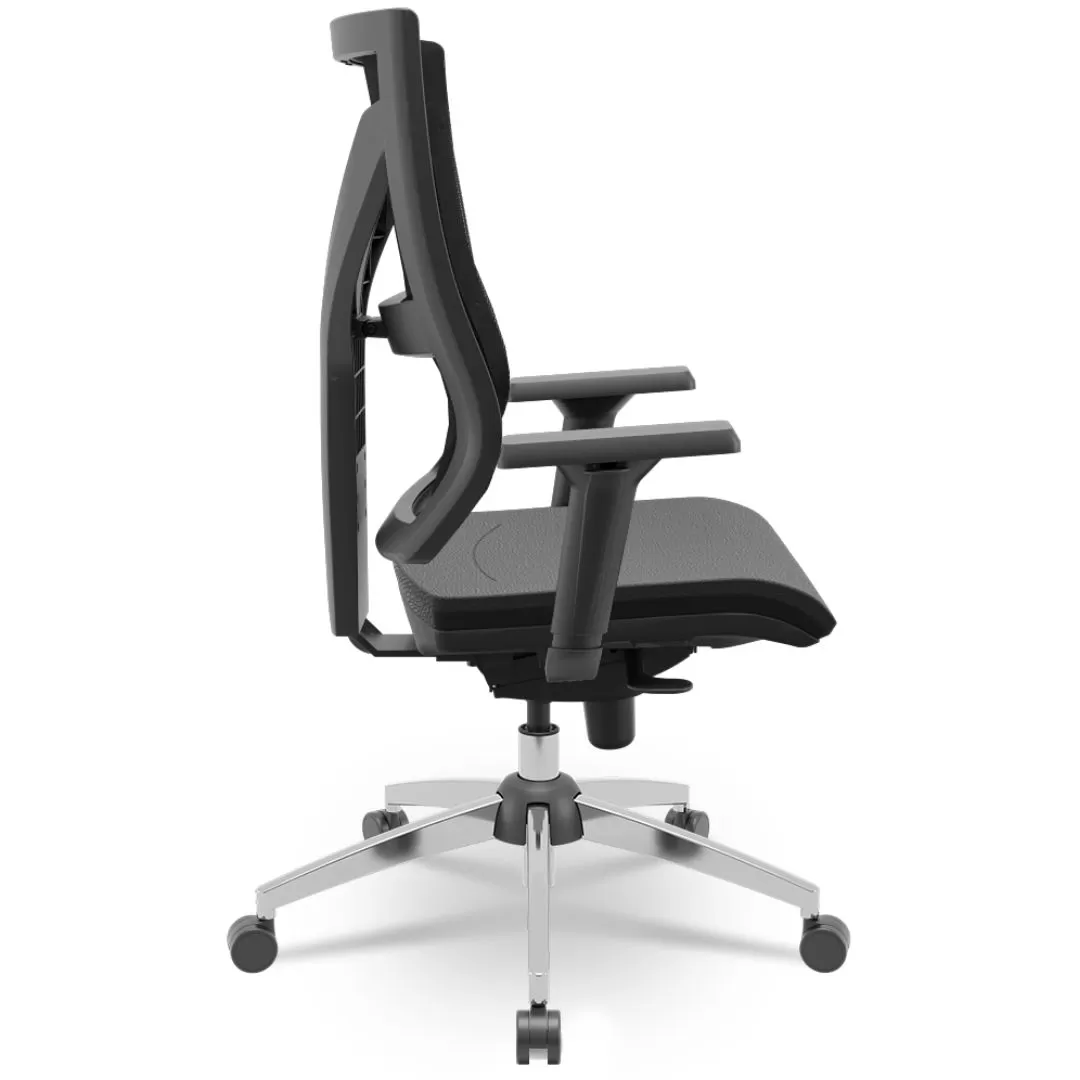 Cadeira Darix X+ Presidente - Assento Estofado - Base CROMADA - Syncron - Preta