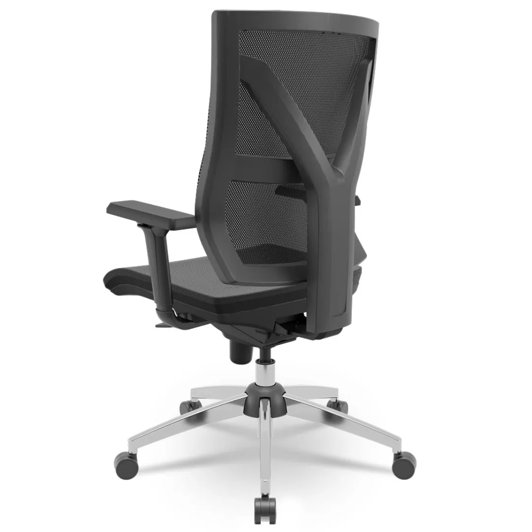 Cadeira Darix X+ Presidente - Assento Estofado - Base CROMADA - Syncron - Preta