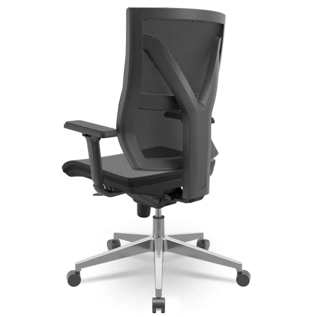 Cadeira Darix X+ Presidente - Assento Estofado - Base ALUMÍNIO - Syncron - Preta