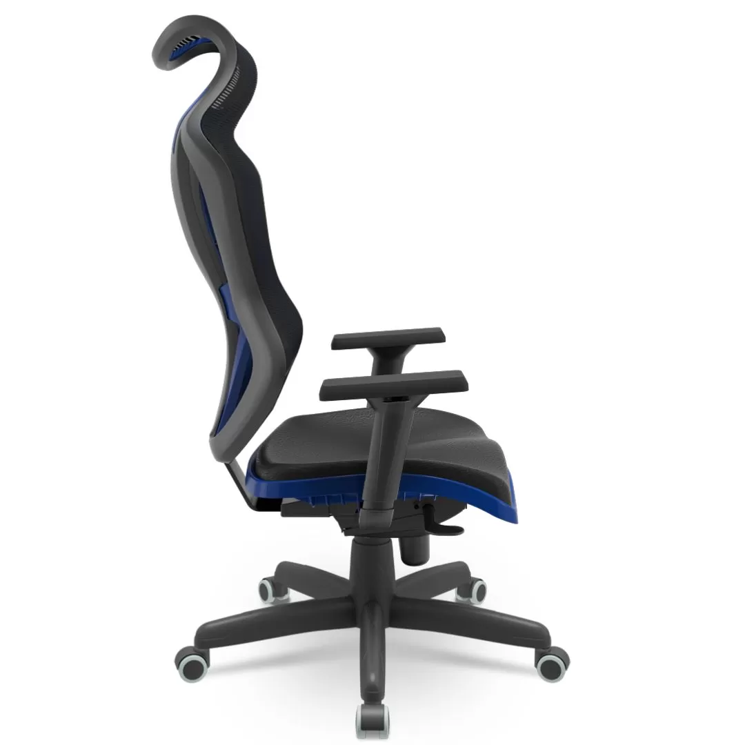Cadeira Vizon DZ - Assento Estofado - Tela Square Preta - Syncron - Azul