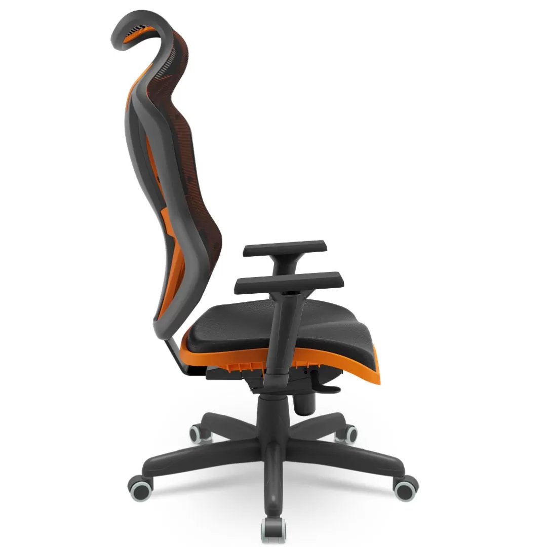 Cadeira Vizon DZ - Assento Estofado - Tela Square Preta - Syncron - Laranja