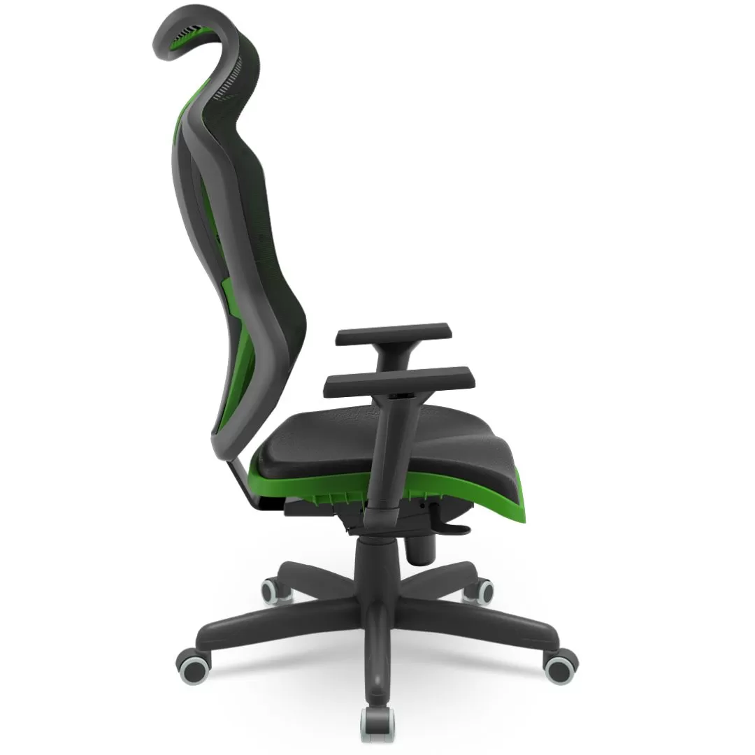 Cadeira Vizon DZ - Assento Estofado - Tela Square Preta - Syncron - Verde