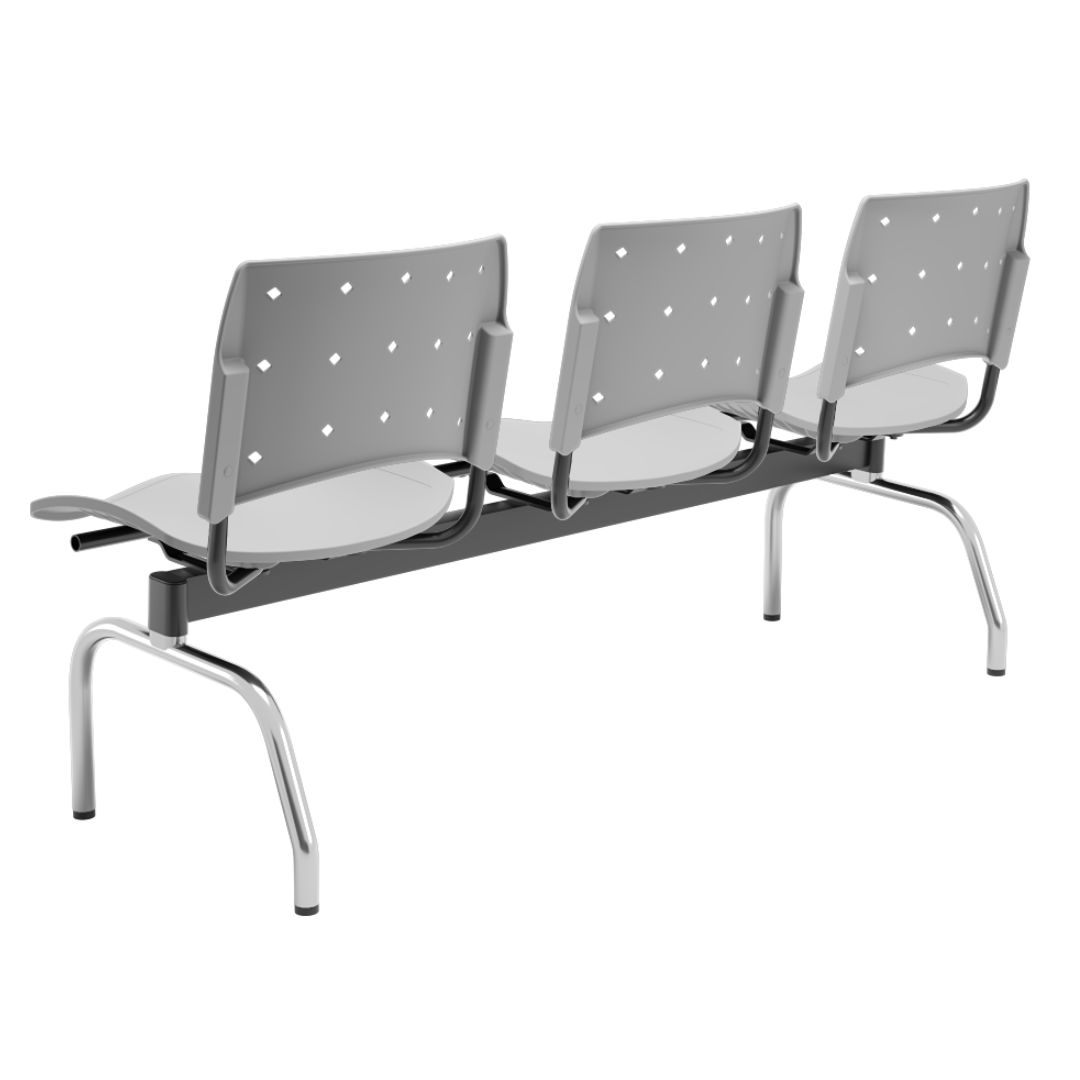 Longarina Polipropileno 3 Lugares Anatômica - Ergoplax Premium