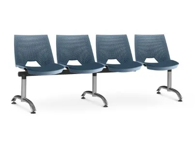 Longarina Polipropileno Strike 4 Lugares Pés Cromados - Areia