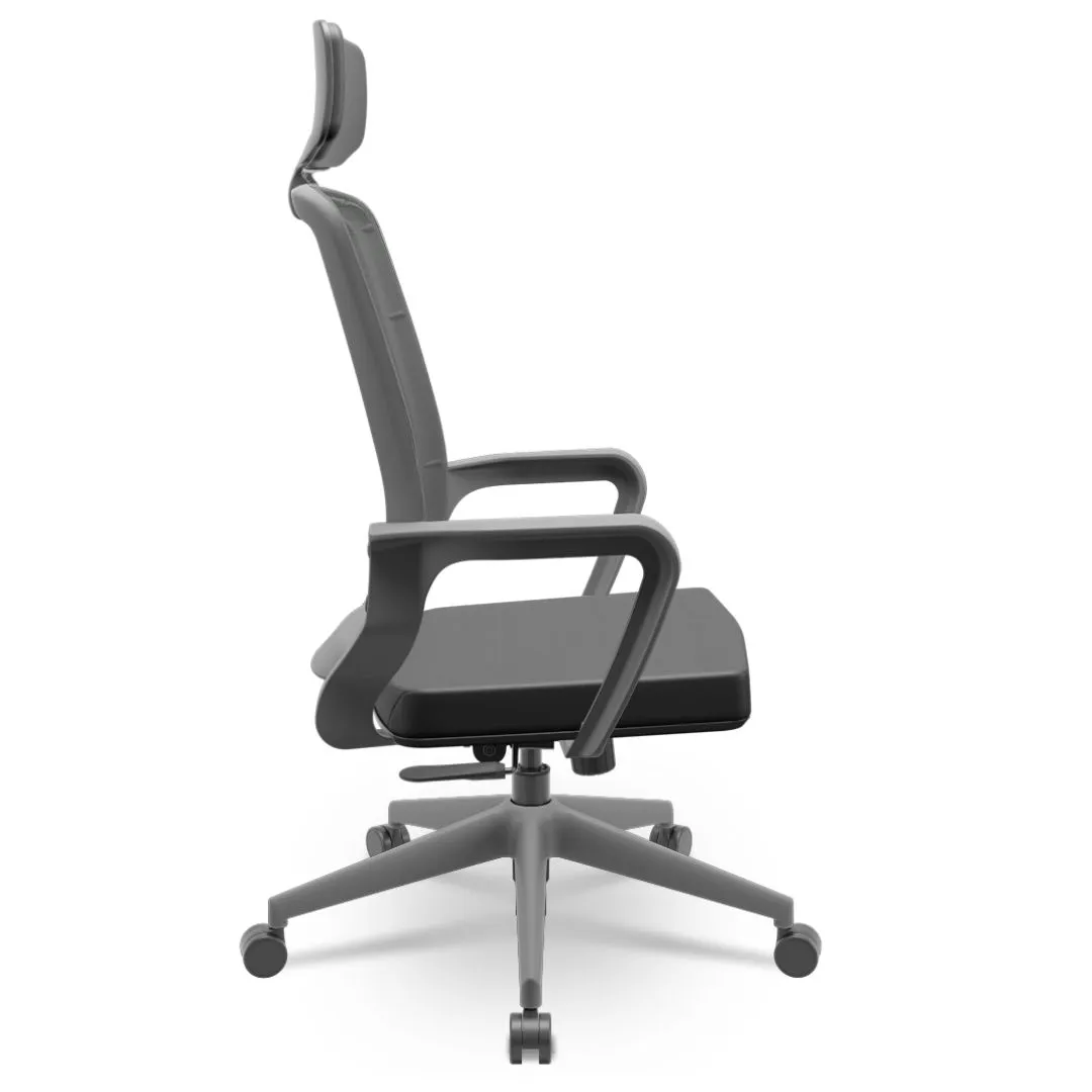 Cadeira Adrix Presidente Grafite - Relaxsystem - Base Itália