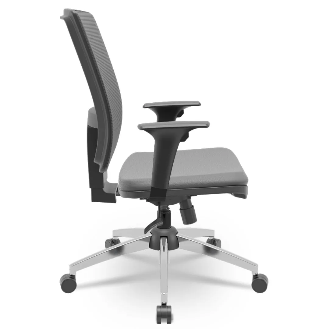 Cadeira Corporativa Brizza Diretor Cinza - RelaxPlax - Cromada - Braço Regulável - Até 140 Kg