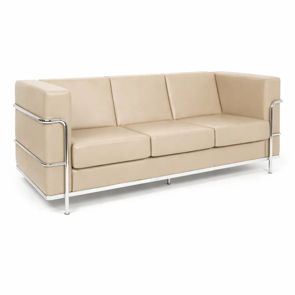 Sofá para Recepção Le Corbusier 3 Lugares | Estrutura tubular Alumínio