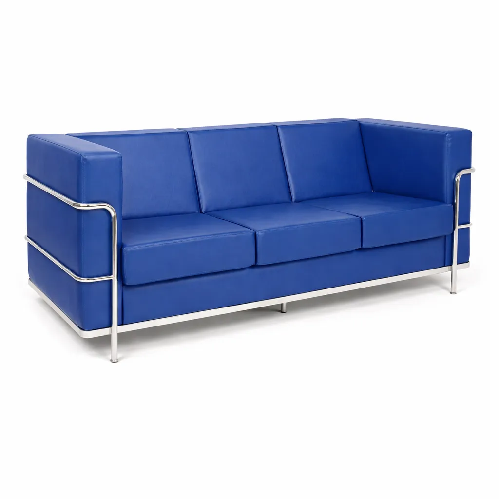 Sofá para Recepção Le Corbusier 3 Lugares | Estrutura tubular Alumínio