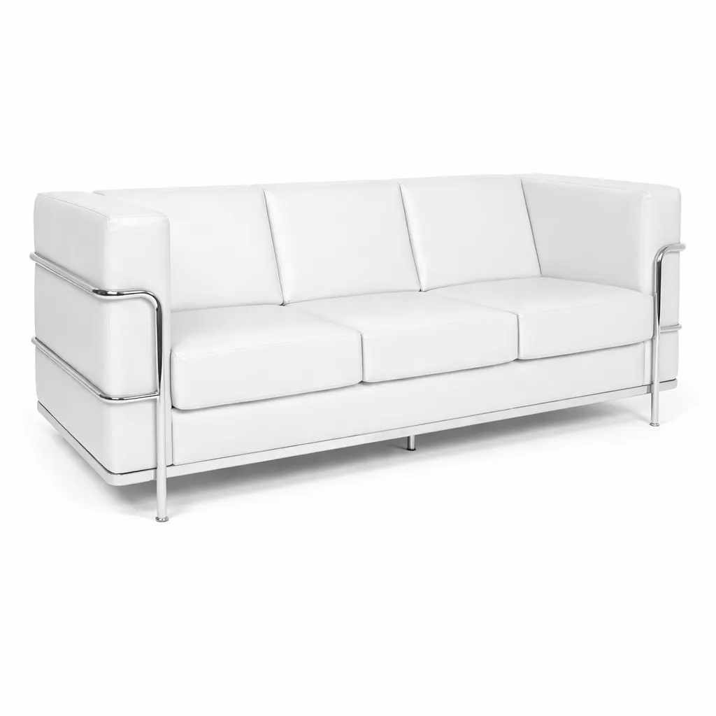 Sofá para Recepção Le Corbusier 3 Lugares | Estrutura tubular Alumínio