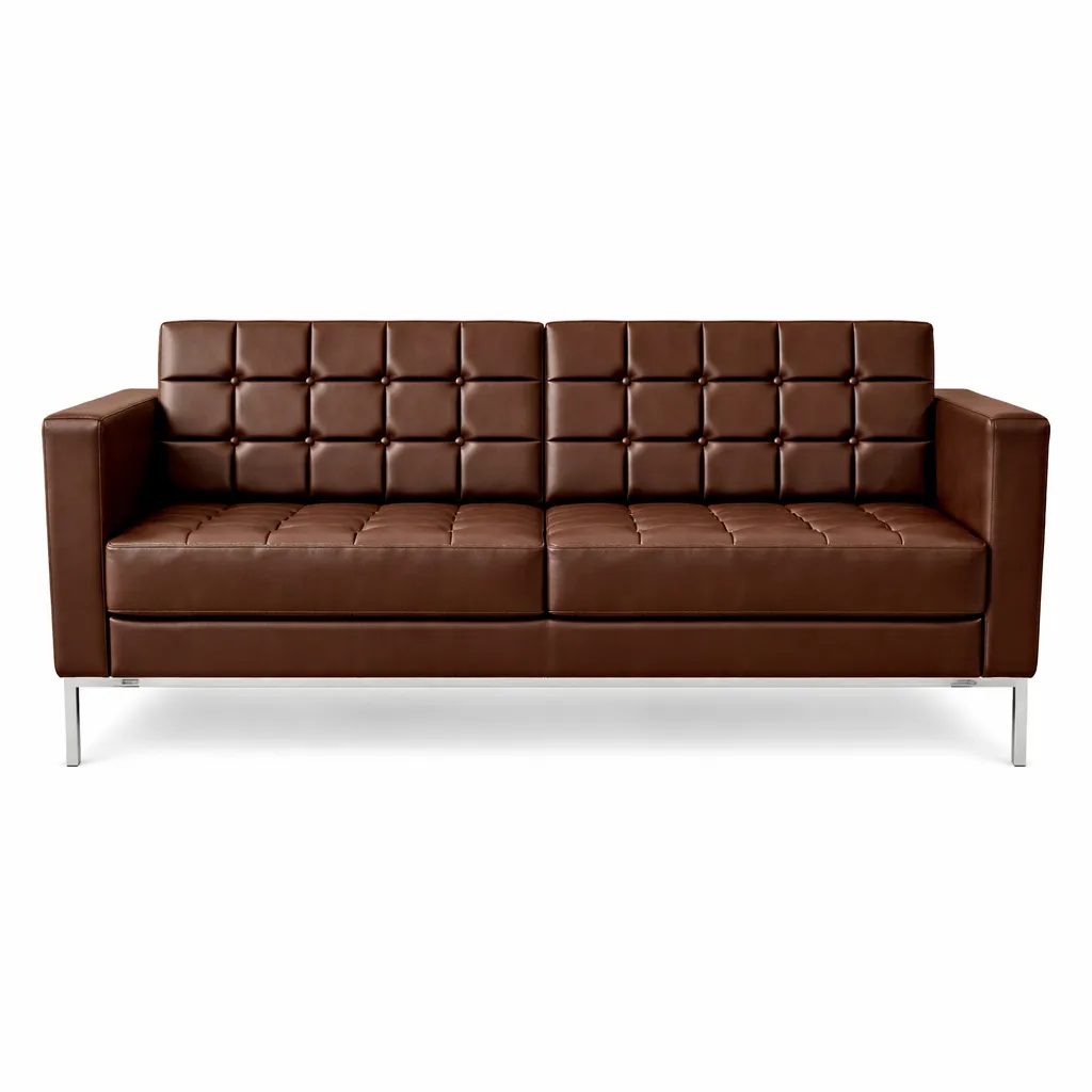 Sofá Para Recepção Milano 2 Lugares - Couro Ecológico - Diversas Cores