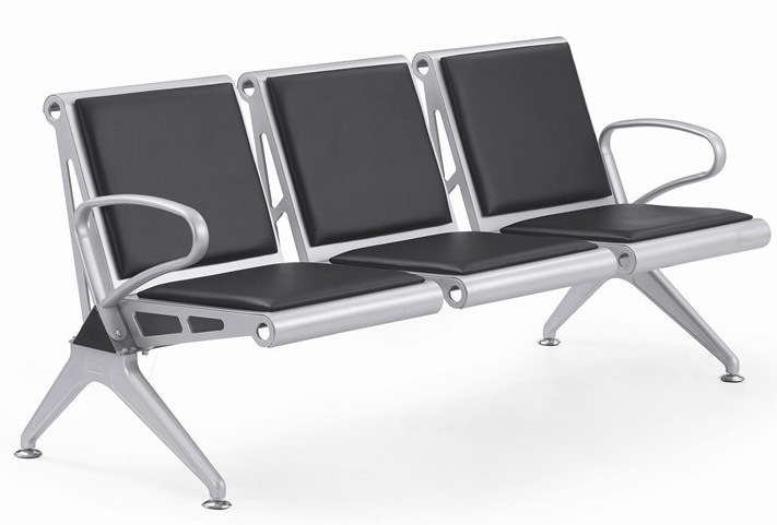  Cadeira Longarina Metálica Aeroporto - Elegance 3 Lugares Com Estofado *Reforçada 