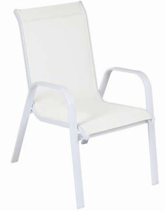  Cadeira Para Piscina – Summer Alumínio Branco / Tela Sling Branca, Empilhável - Promoção 