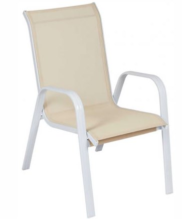  Cadeira Para Piscina – Summer Alumínio Branco / Tela Sling Bege Mesclado, Empilhável - Promoção 