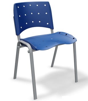  Cadeira Fixa Empilhável Ergoplax | Estrutura Cinza - Assento Polipropileno
