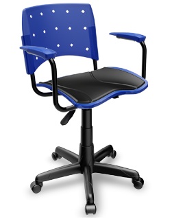  Cadeira Ergoplax Mais Secretária Giratória | Com Braços - Assento Estofado 
