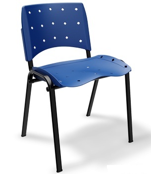  Cadeira Fixa Empilhável Ergoplax | Estrutura Preta - Assento Polipropileno 