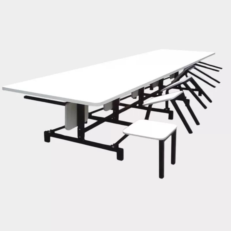 Mesa Para Refeitório 4 Lugares Tampo MDF 30mm Fórmica | Banco Escamoteável, Estrutura Reforçada