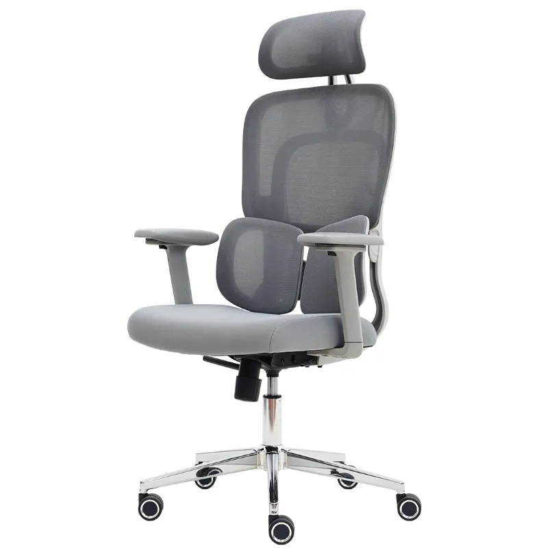 Cadeira Escritório Lombar Presidente 4D Cinza