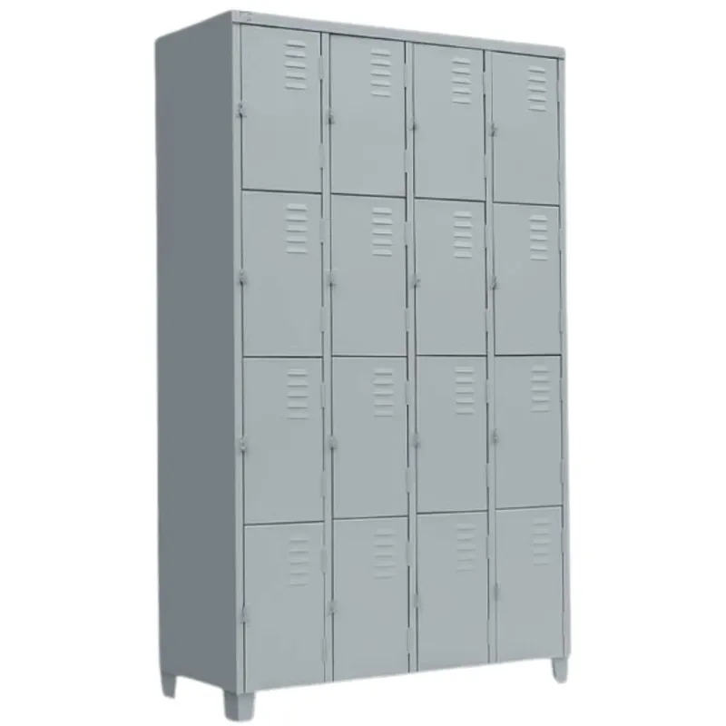 Roupeiro De Aço 16 Portas Chapa 24 Pitão P/ Cadeado - 1,98 X 1,22 X 0,40 - GRP-16
