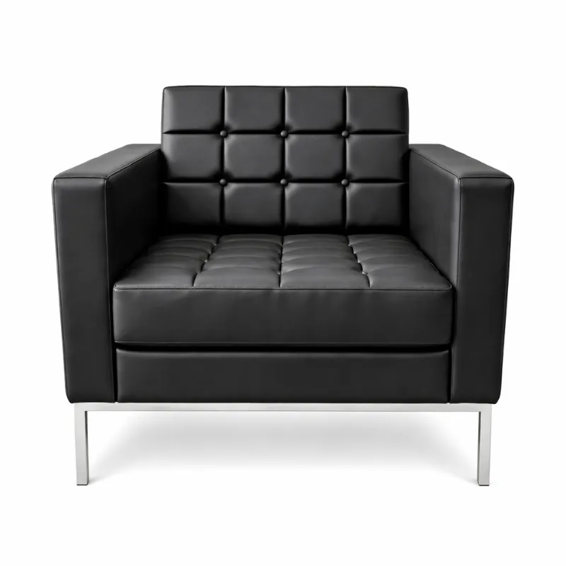 Sofá Para Recepção Milano 1 Lugar - Couro Ecológico - Diversas Cores