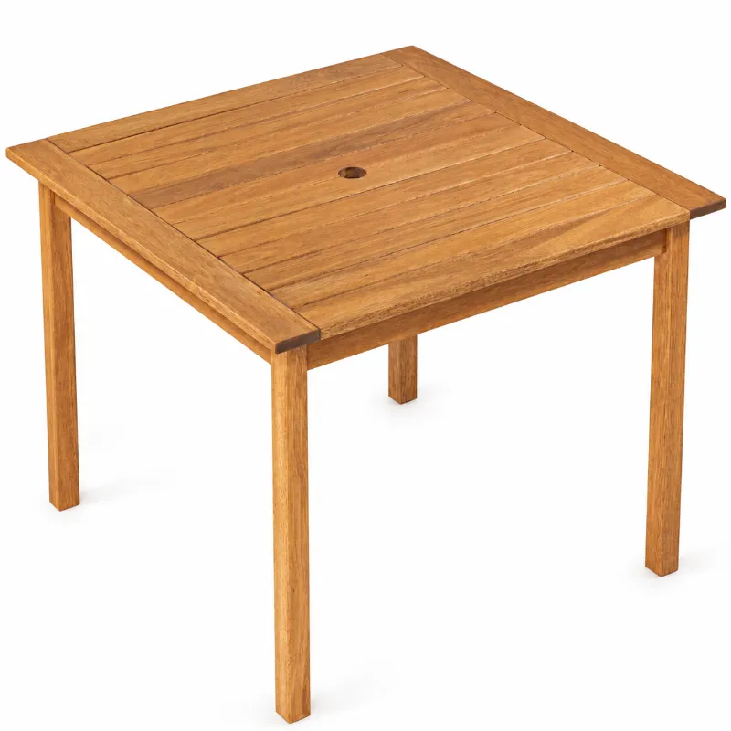 Mesa Quadrada Export 80x80 Cm Tampo Ripado | Madeira Stain