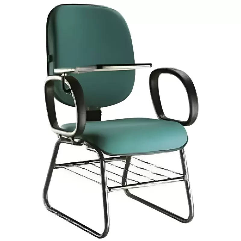 Cadeira Diretor universitária com suporte para livros - Prancheta escamoteável | Estrutura Trapézio *Reforçada