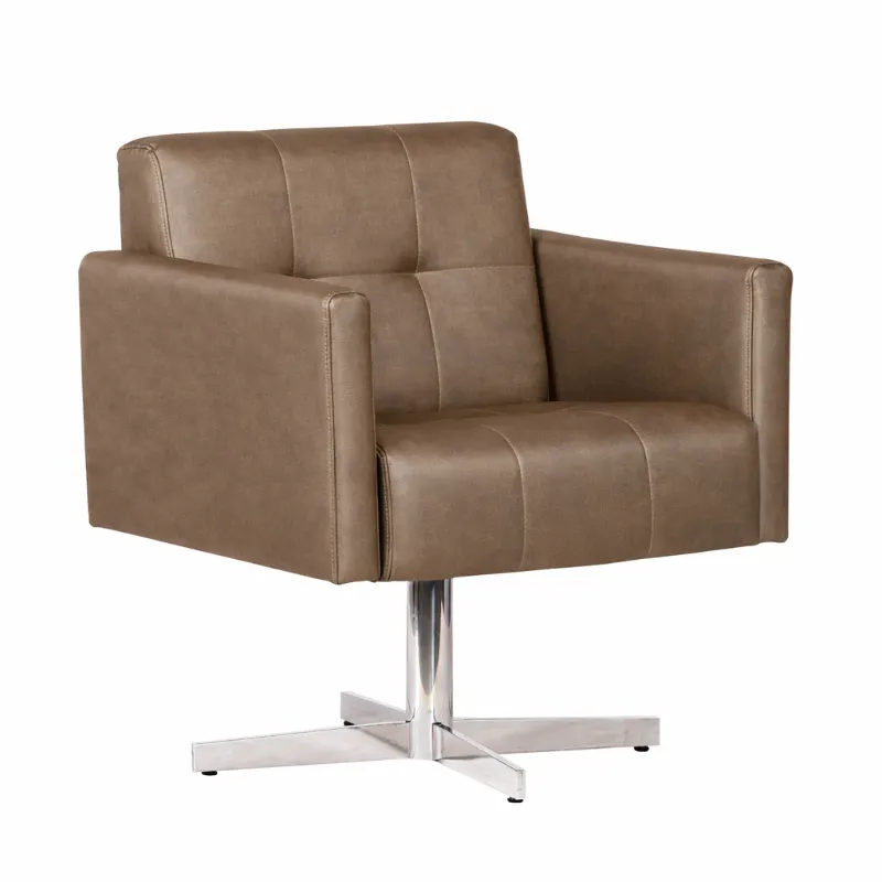 Poltrona Recepção - Milano Giratória - Couro Ecológico - Bege