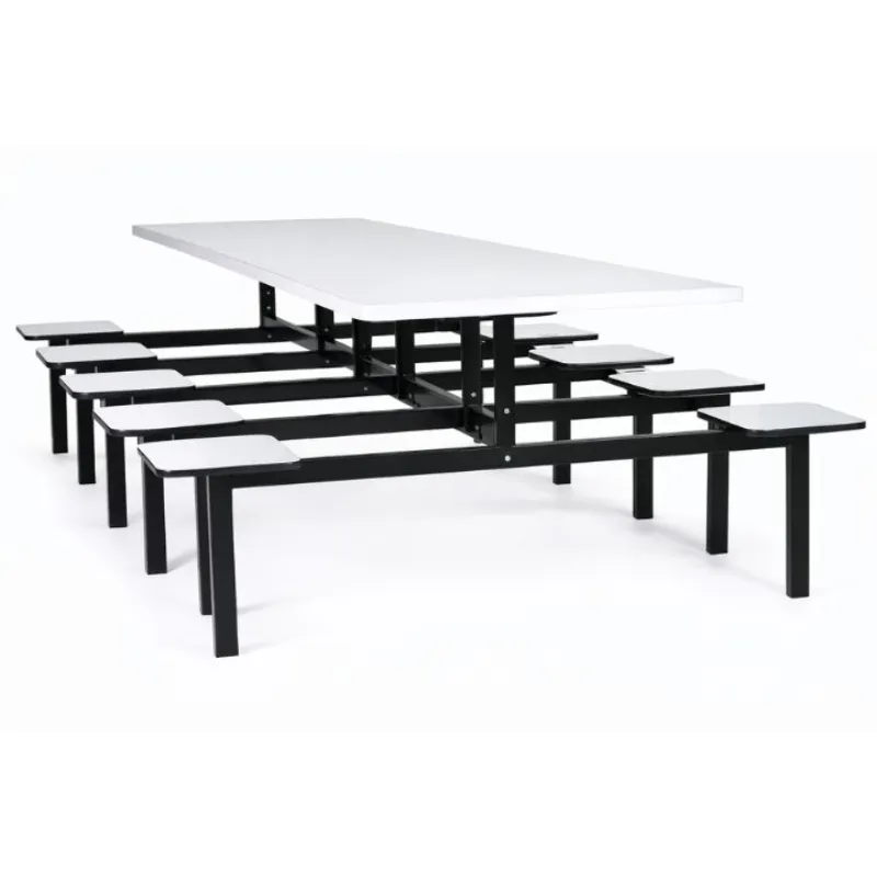 Mesa Para Refeitório Industrial 4 Lugares MDP 18 Mm Barra Alta - Tampo Branco