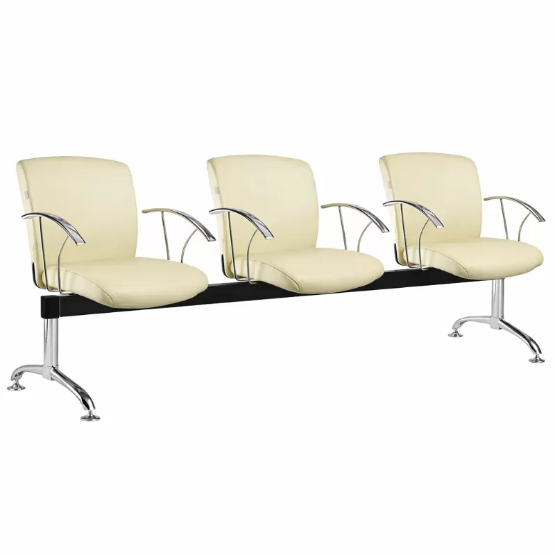 Longarina Recepção Eleganzza 3 Lugares - Cromada