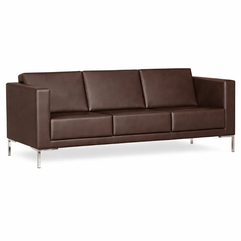 Sofá Para Recepção Arezzo 3 Lugares - Couro Ecológico - Diversas cores