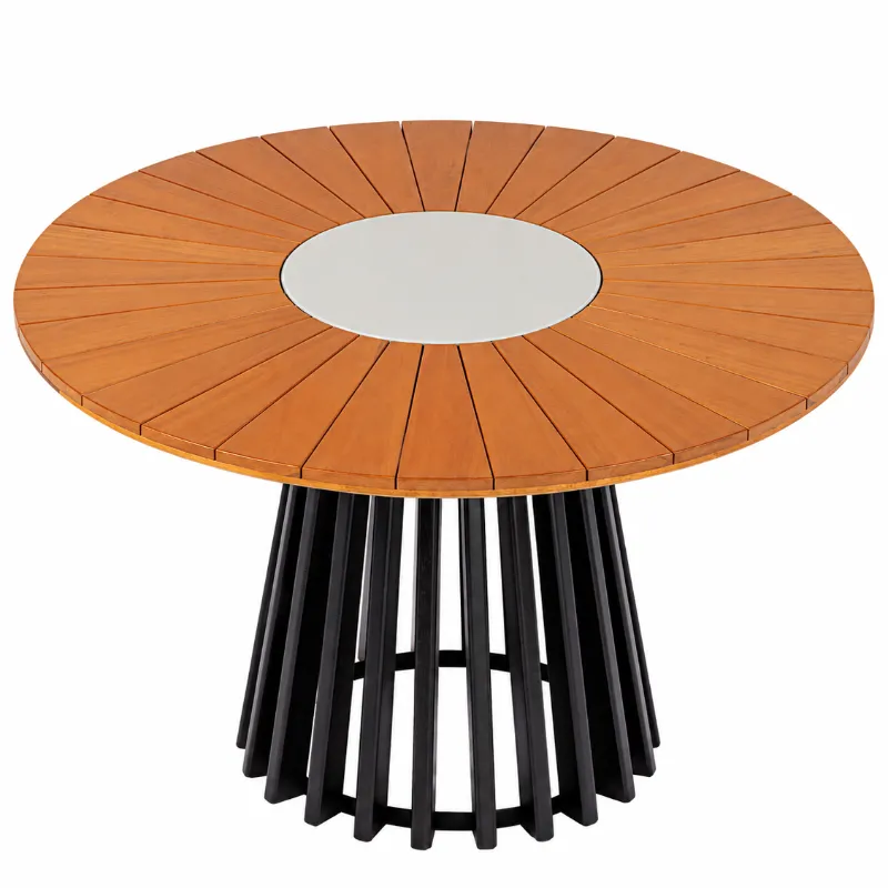 Mesa Redonda Paraty Base Cônica Ø 160 cm – Vidro Off White / Fendi