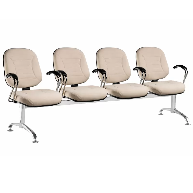 Longarina Genebra 4 Lugares - Cromada