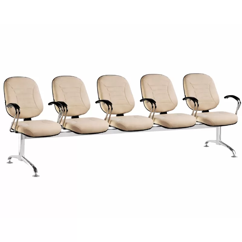 Longarina Genebra 5 Lugares - Cromada