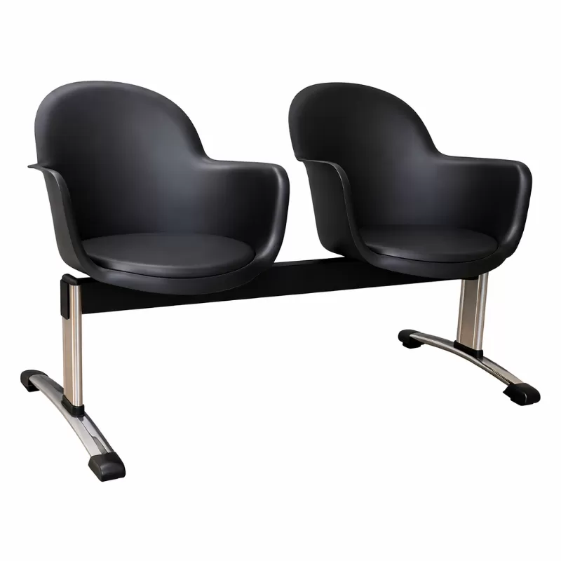 Longarina Boston Gogo 2 Lugares Com Braço - Pés Cromados