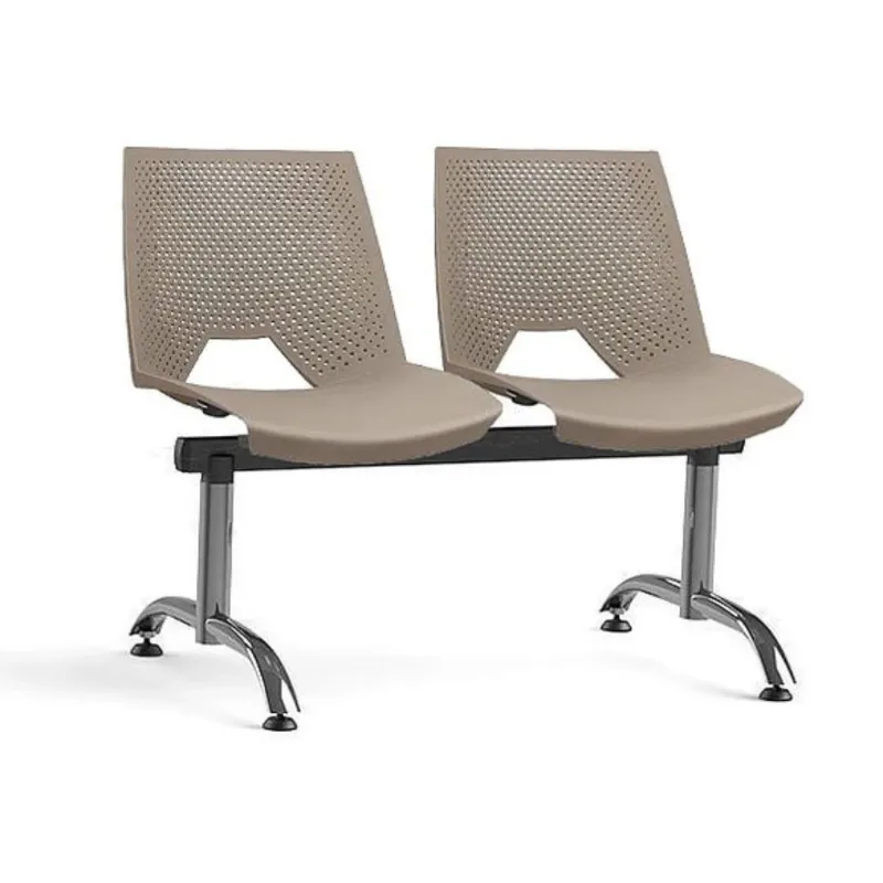 Longarina Polipropileno Strike 2 Lugares Pés Cromados - Areia