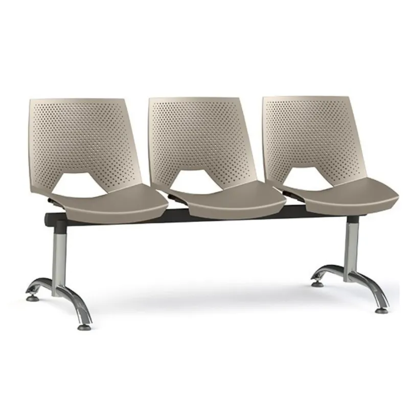 Longarina Polipropileno Strike 3 Lugares Pés Cromados - Areia