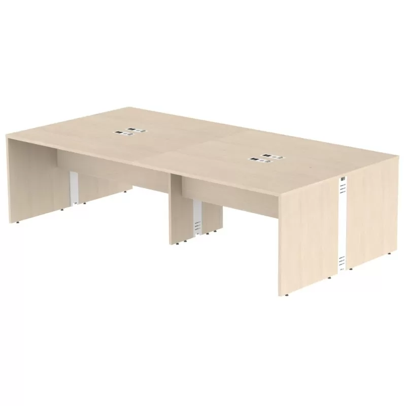 Plataforma De Trabalho 4 Lugares - Larg 2,40 M X Prof. 1,20 - Pés Painel - Tampo MDP 25 Mm C/ Régua De Tomada