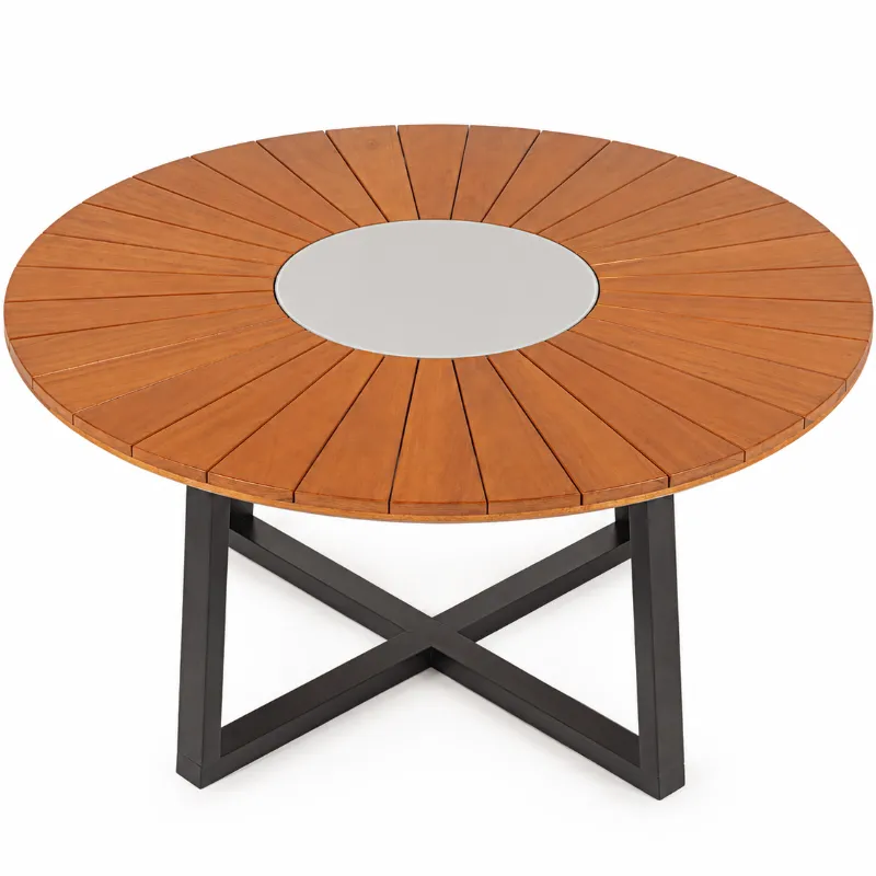 Mesa Redonda Paraty Base X 1,60cm – Vidro Off White / Fendi