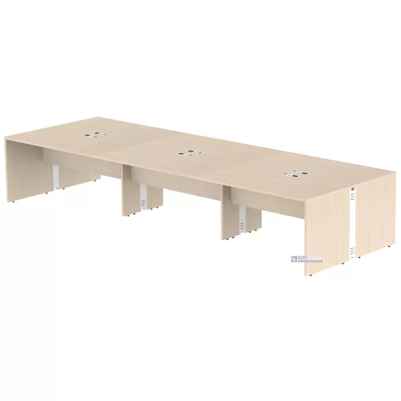 Plataforma De Trabalho 6 Lugares - Larg 3,60 M X Prof. 1,20 - Pés Painel - Tampo MDP 25 Mm C/ Régua De Tomada