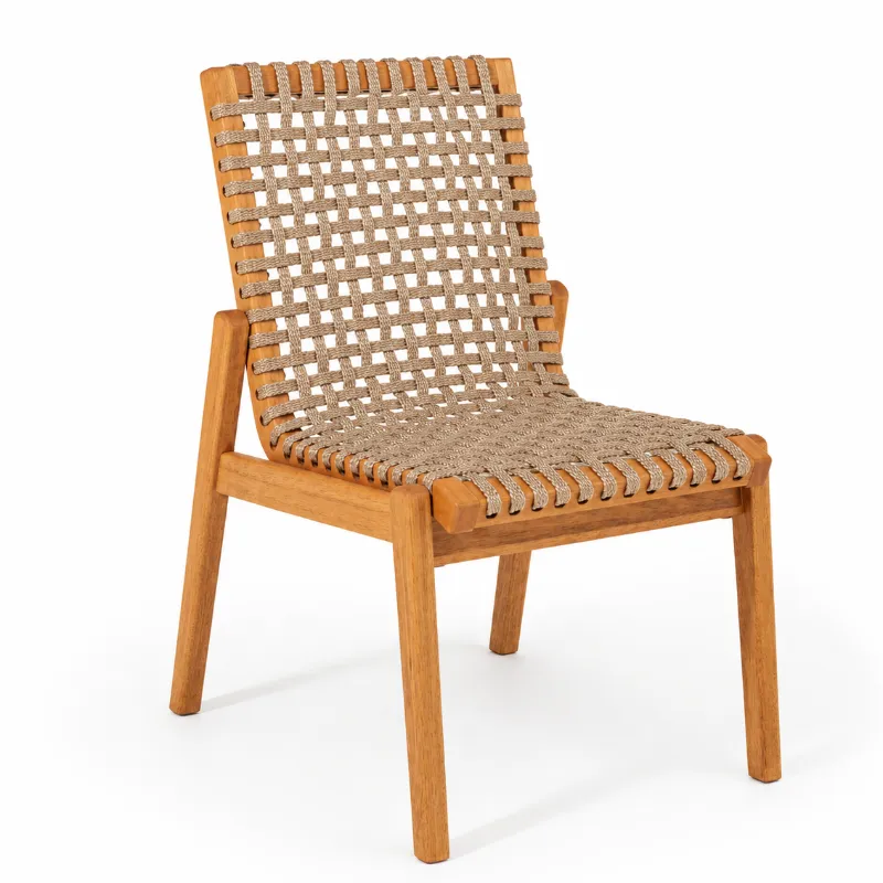 Cadeira Traço em Madeira Natural e Corda Náutica Rami – Design Moderno