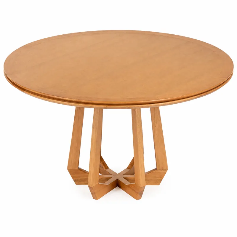 Mesa Redonda Quézia 130 cm Tampo Laminado com Base Geométrica