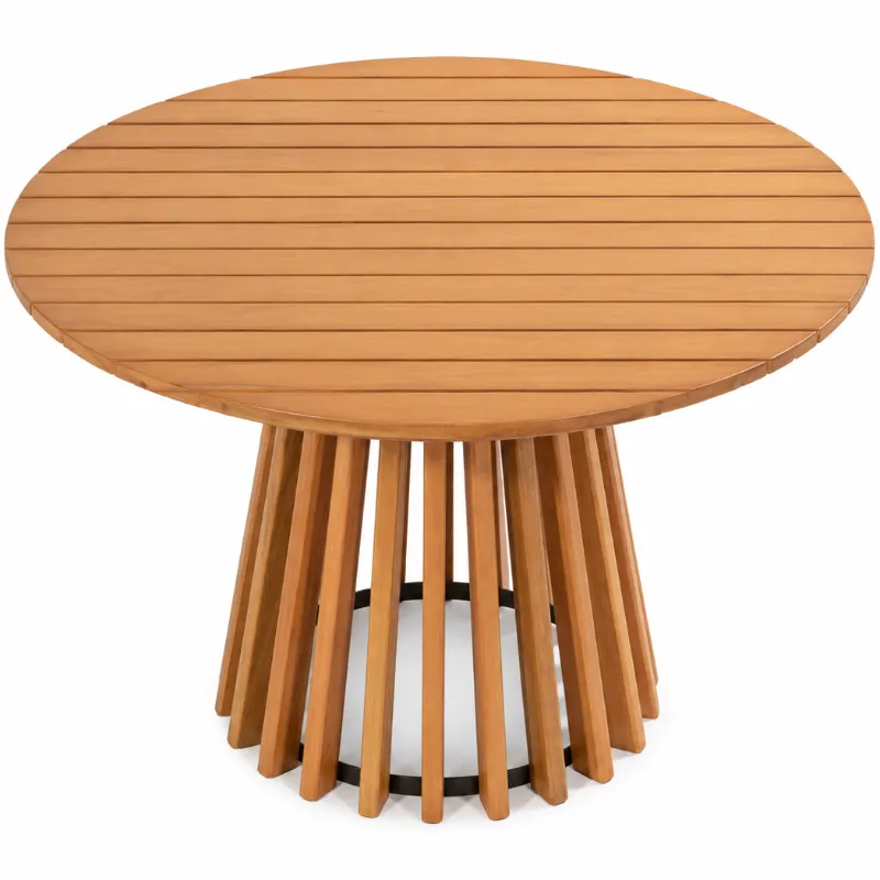Mesa Redonda Maya 1,20cm Tampo Ripado – Verniz Mel