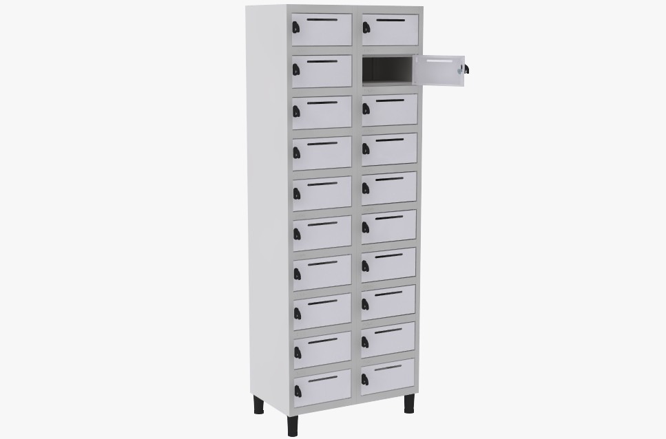 Locker Caixa Postal De Aço Correspondência - 20 Portas | Fechadura, Portas Cor Branco